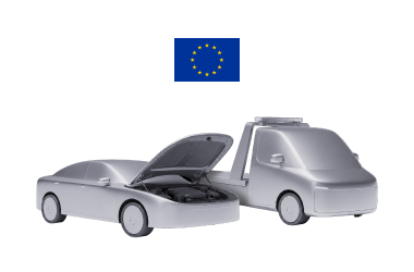 Coppia di auto con bandiera europea